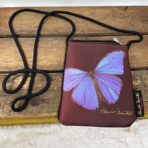 Harold Feinstein Purple Blue Butterfly Mini Crossbody Bag Purse